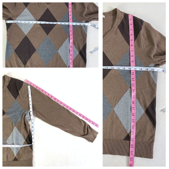 Merona Brown Argyle Grandpa Academia Pullover Sweater Sz M - Picture 3 of 8
